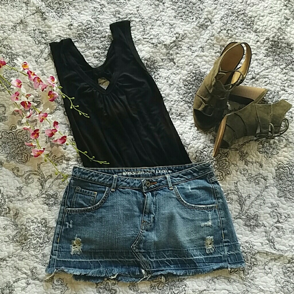 Y2K low-rise jean mini skirt circa 2004